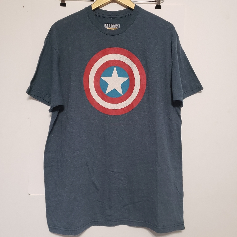 MAD ENGINE Captain America Blue Heather Tee